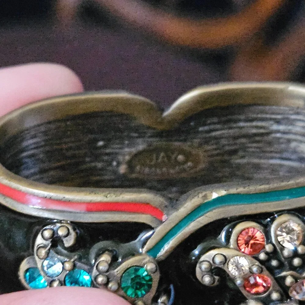 2 VINTAGE JAY STRONGWATER ART DECO CHINOISERIE SCROLL CRYSTAL ENAMEL NAPKIN RING